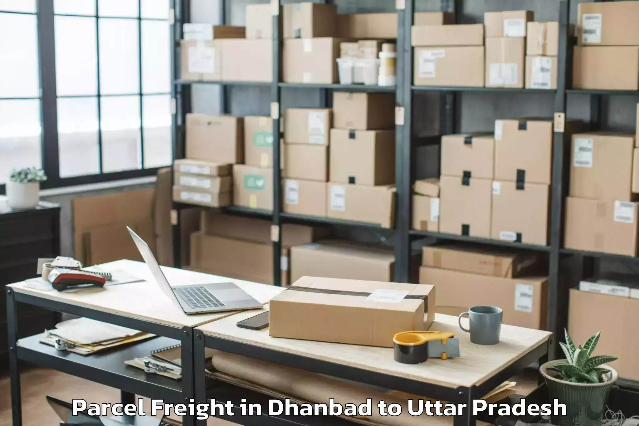 Book Dhanbad to Uttar Pradesh University Of Me Parcel Freight Online